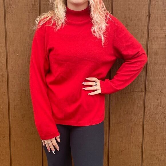 Charter Club 100% Cashmere Red Turtleneck Christmas Sweater - Picture 3 of 12